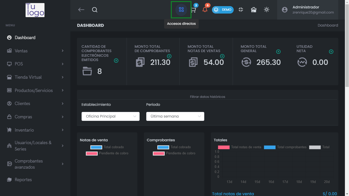 Accesos Directos - Dashboard
