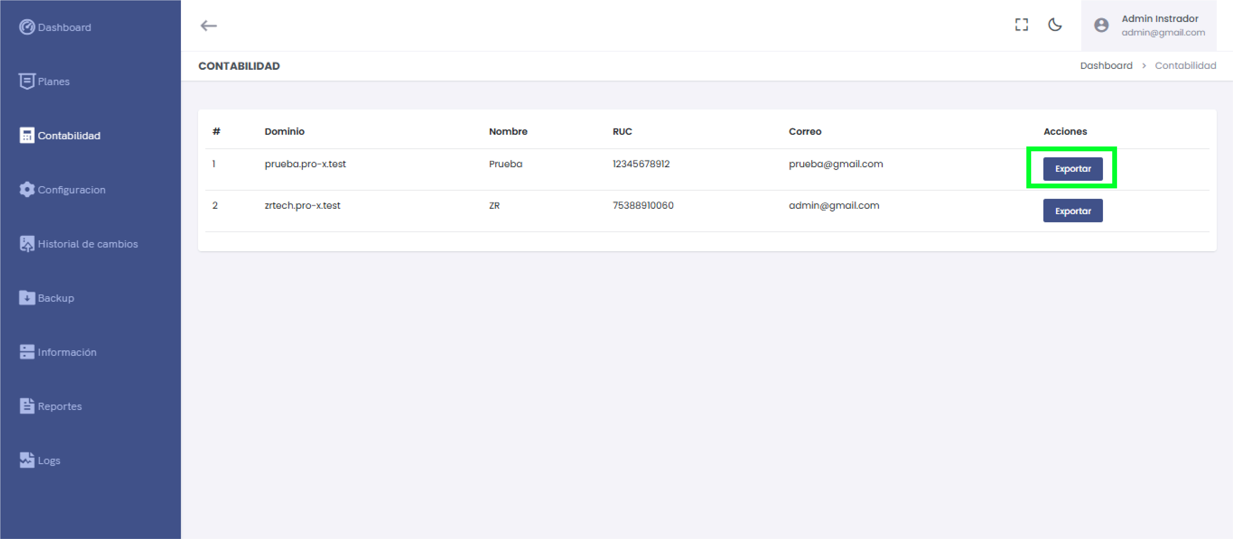 Exportar Formatos Contables