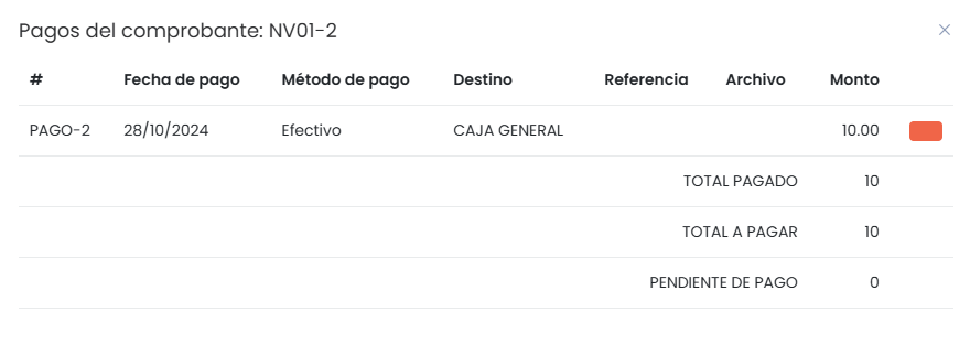 Detalles del Comprobante