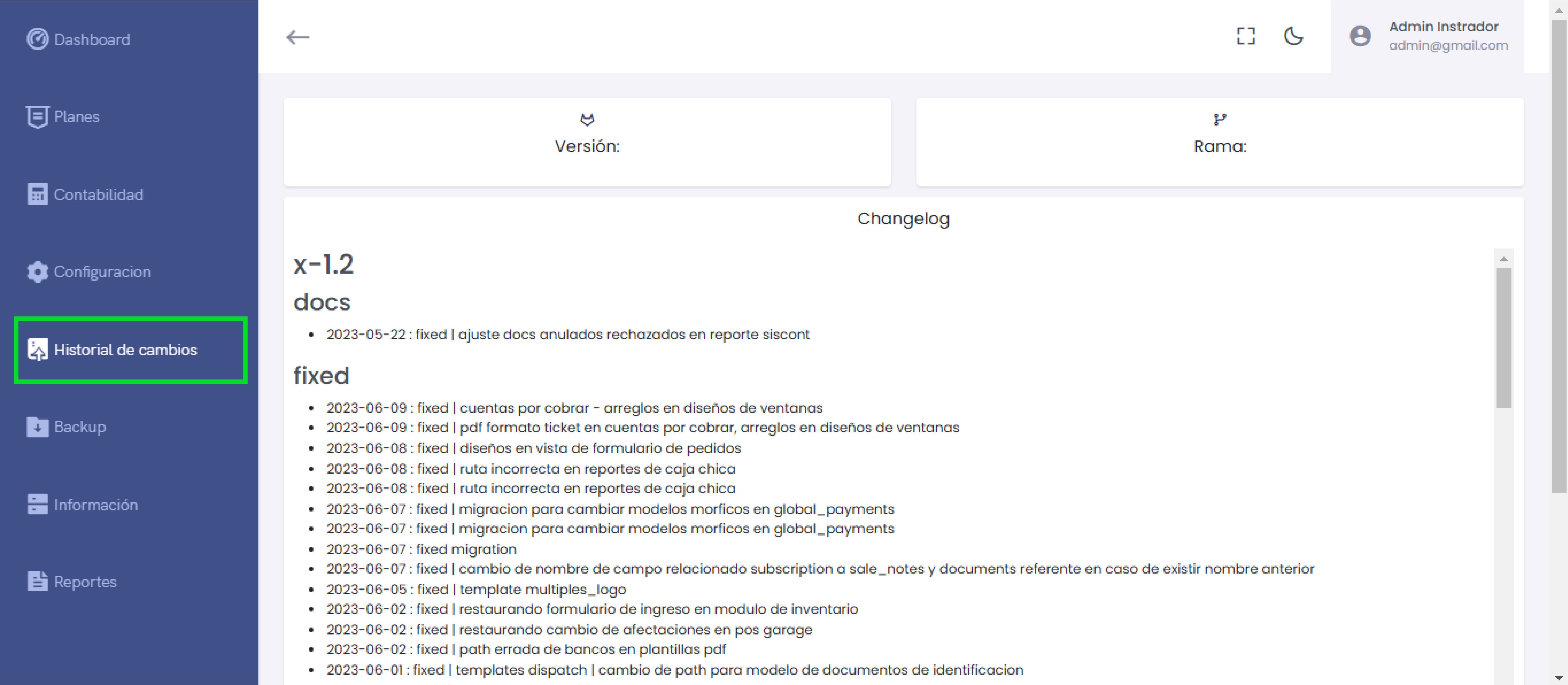 Historial de Cambios