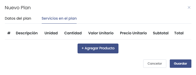 Servicios en el Plan