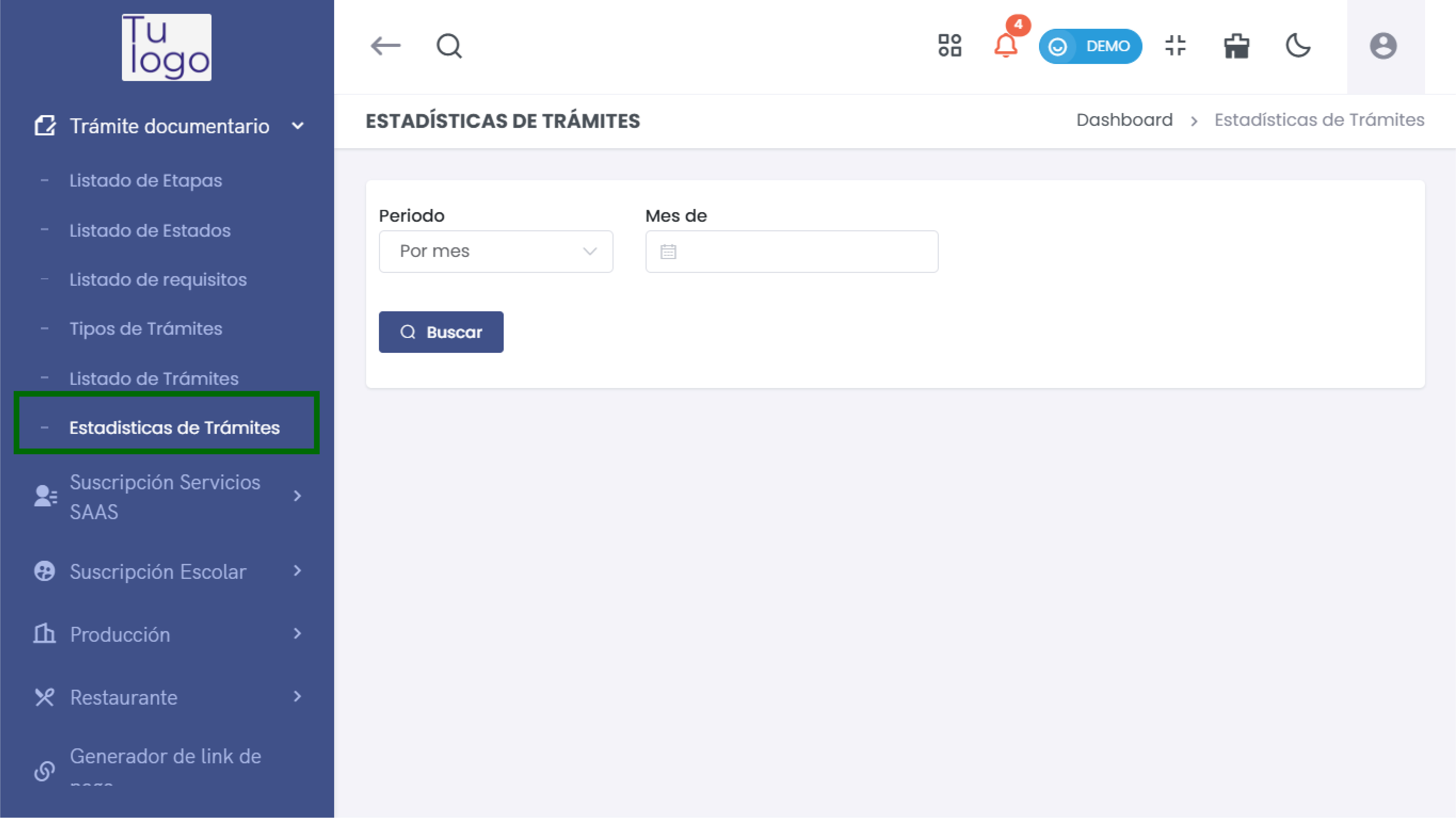 Acceso a Estadísticas de Trámites