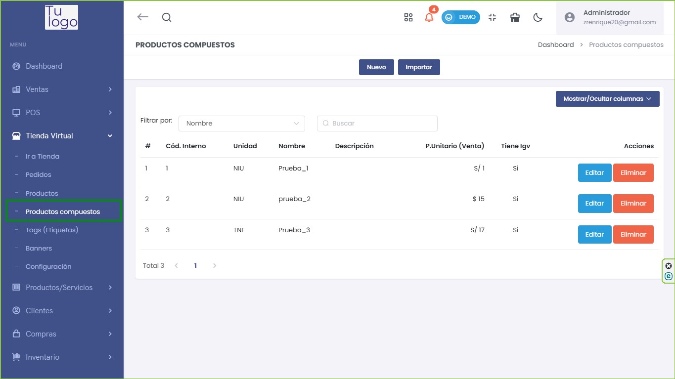 Acceso a Productos Compuestos