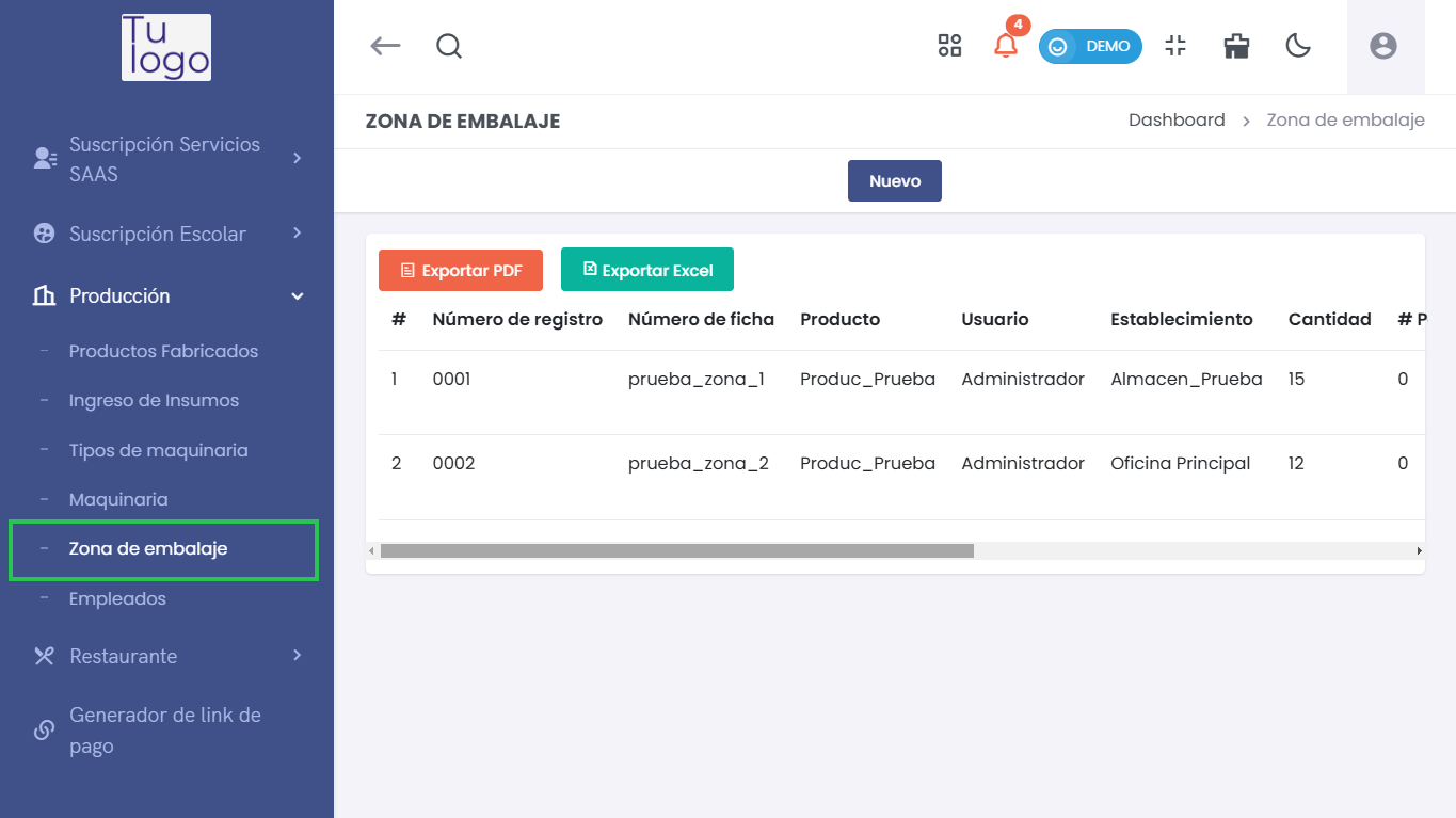 Acceso a Zona de Embalaje