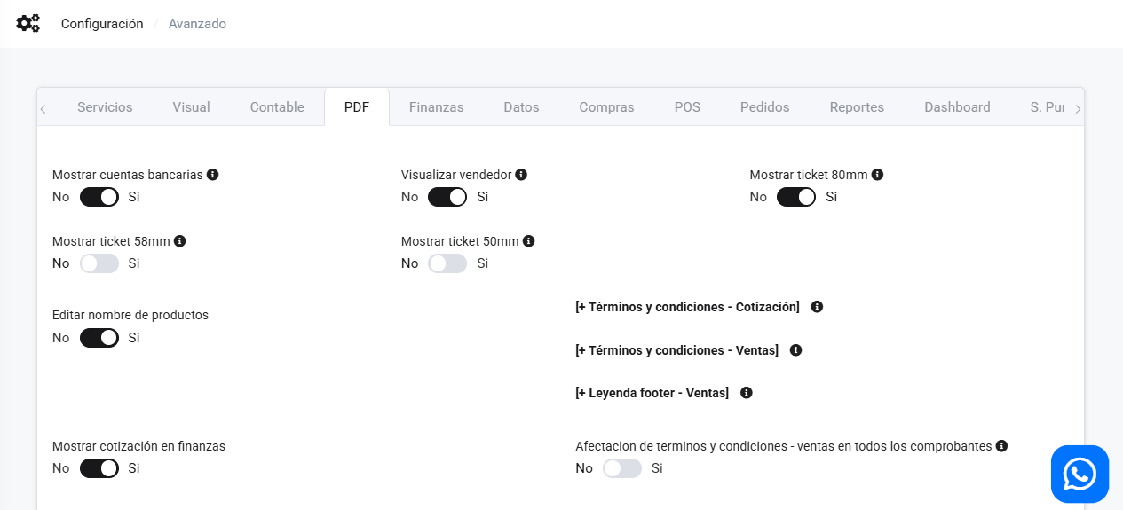 Configuración de Tickets