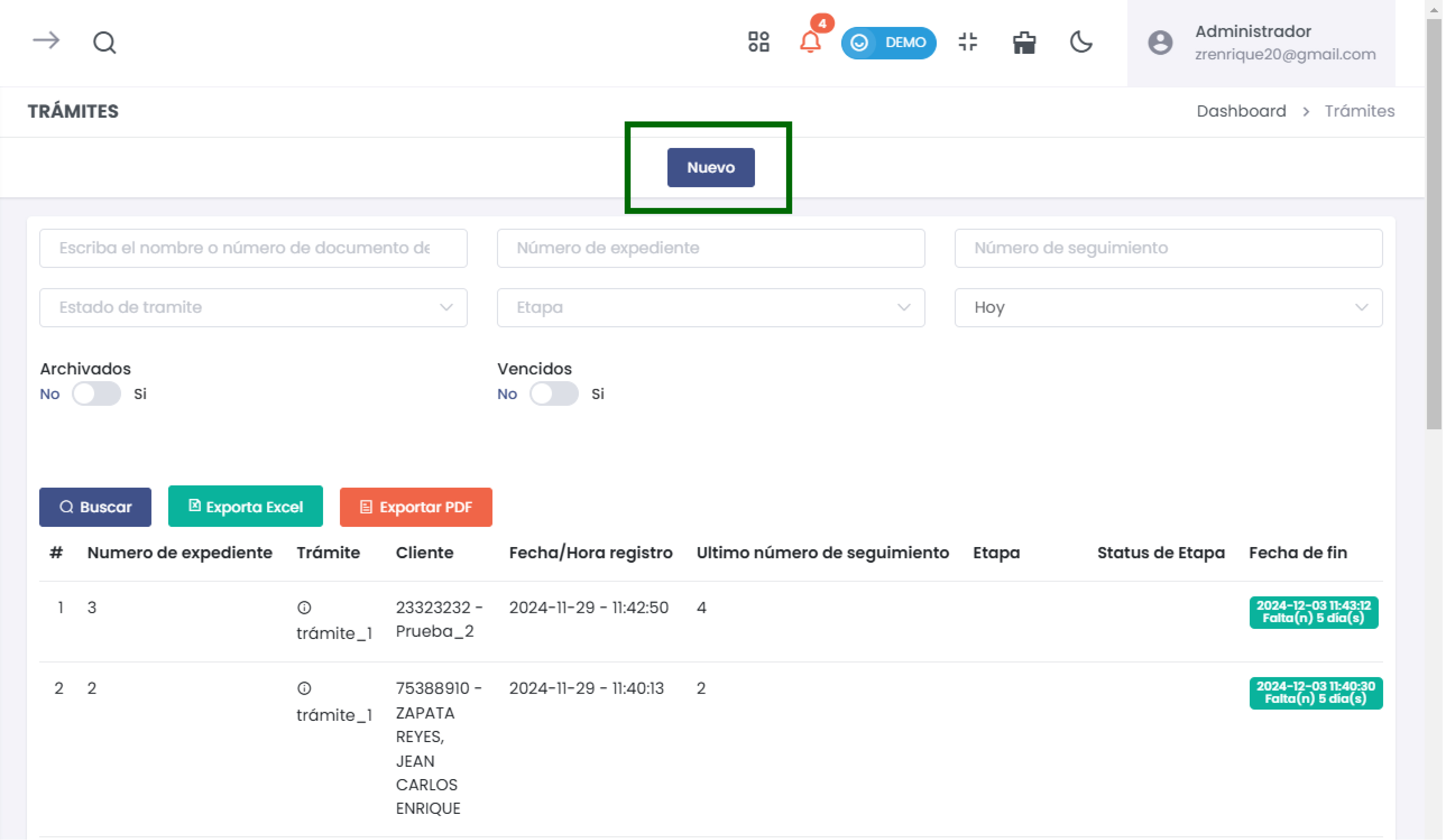 Crear Nuevo Trámite