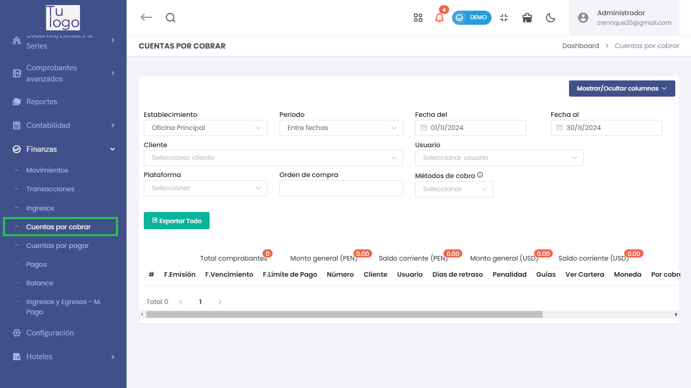 Acceso a Cuentas por Cobrar