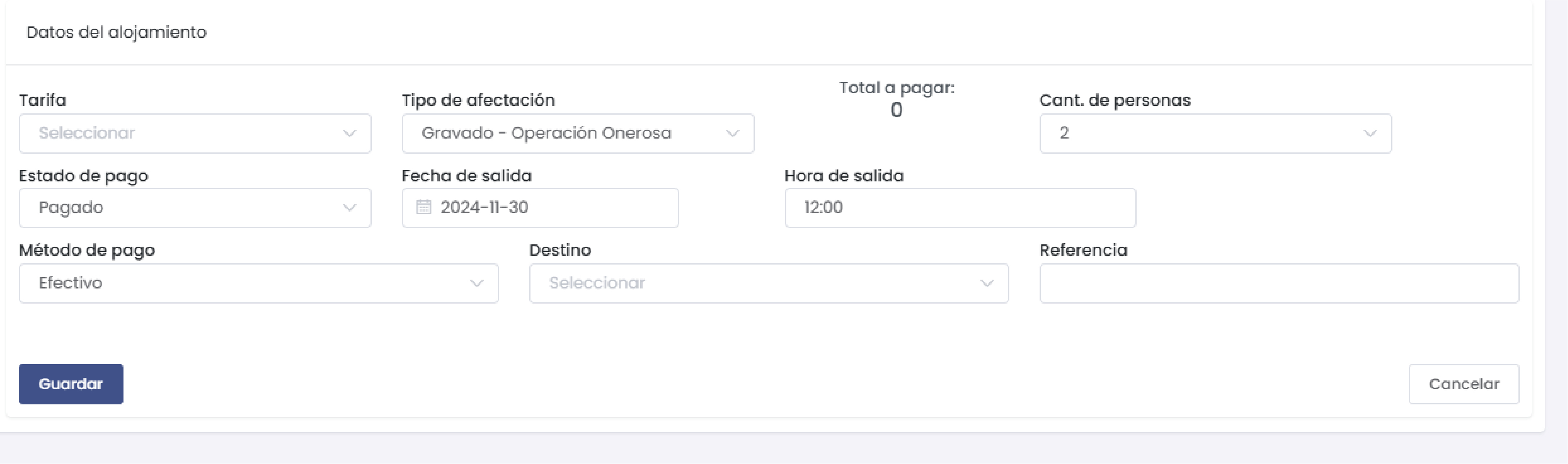 Datos del Alojamiento