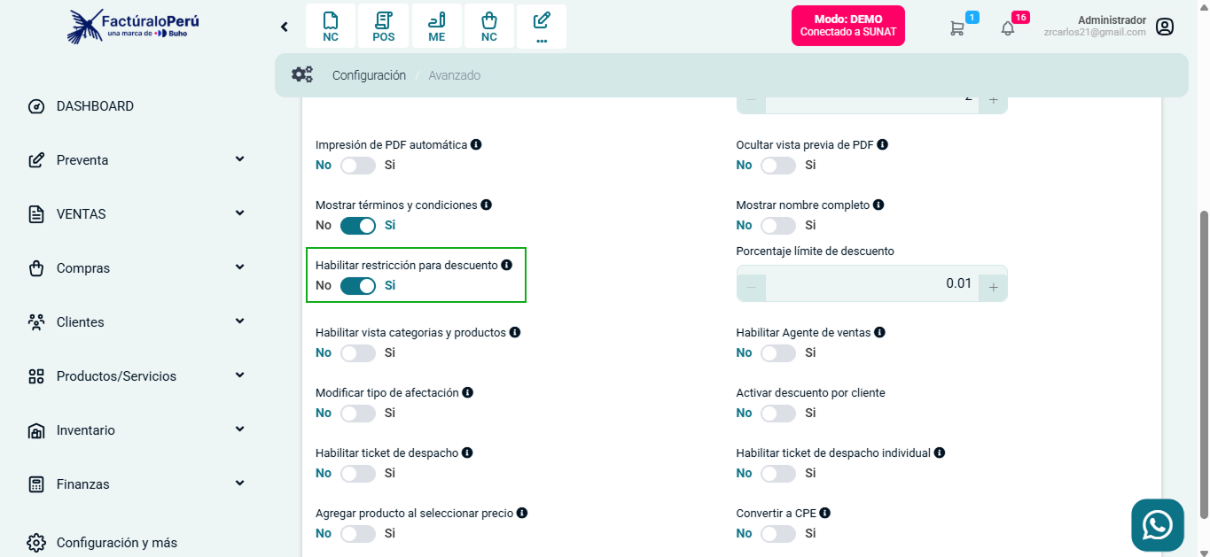 Corrección del error de descuento a vendedores