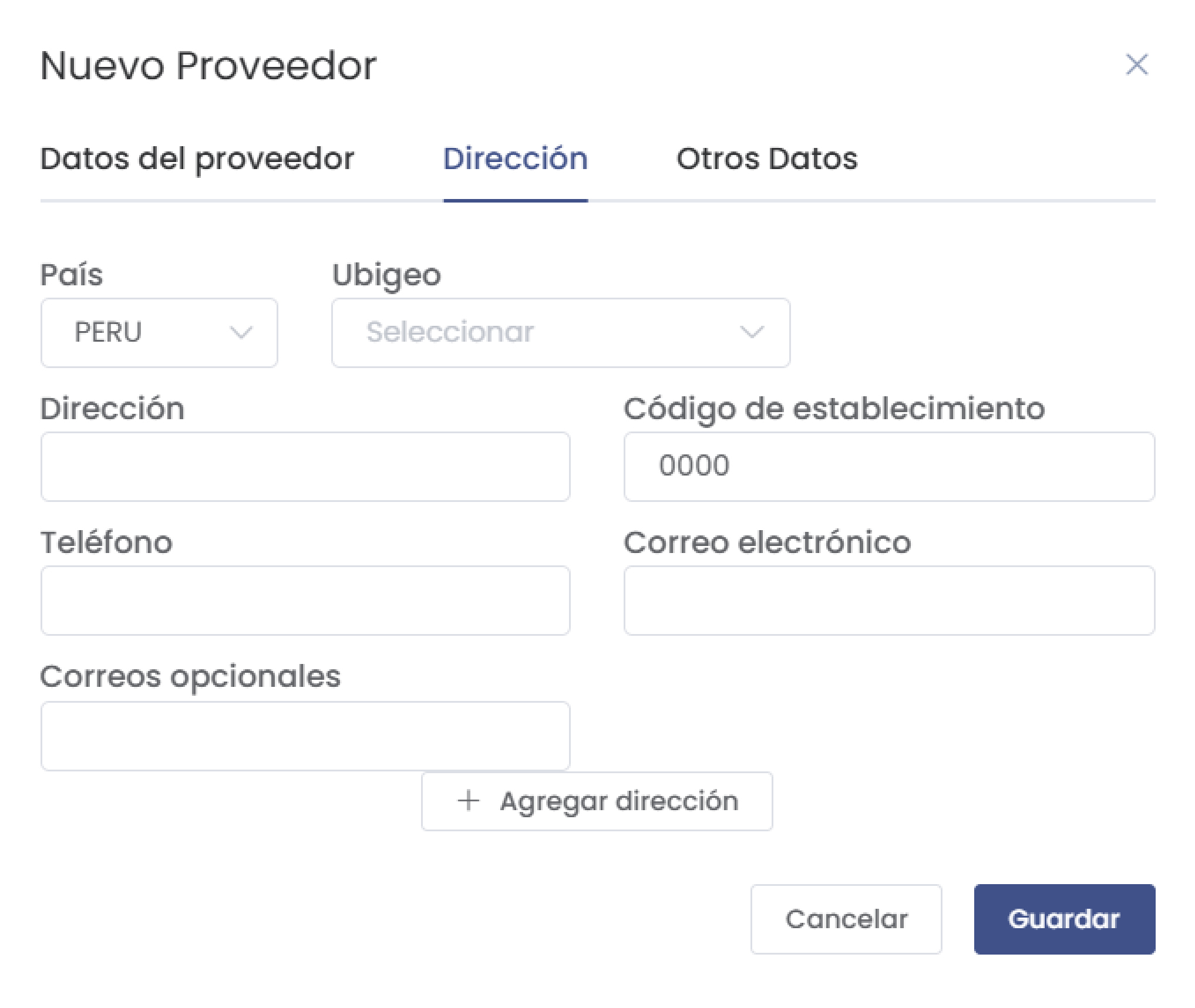 Dirección del Proveedor