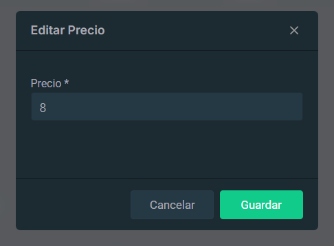 Editar los Precios de cada Productos