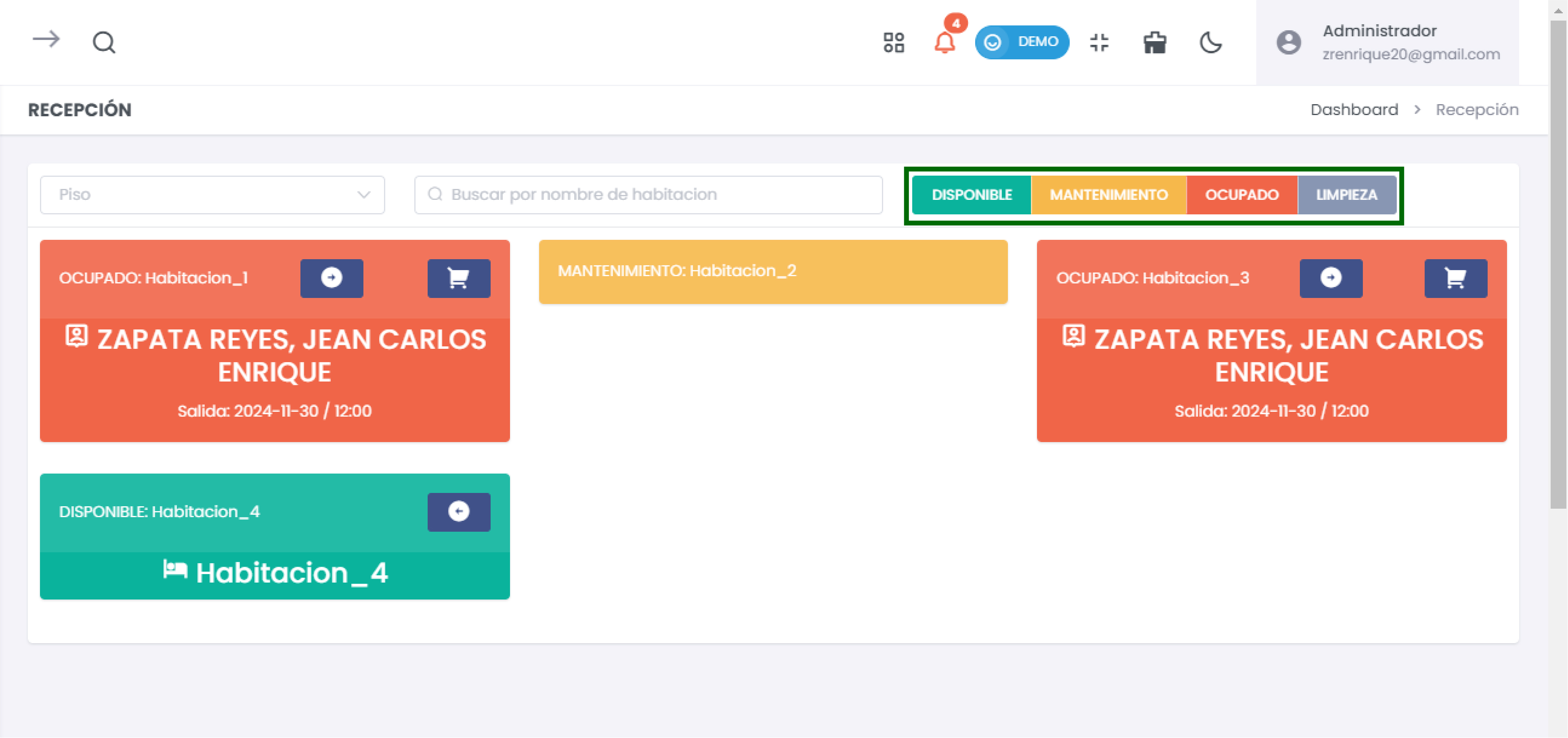 Estado de Habitaciones