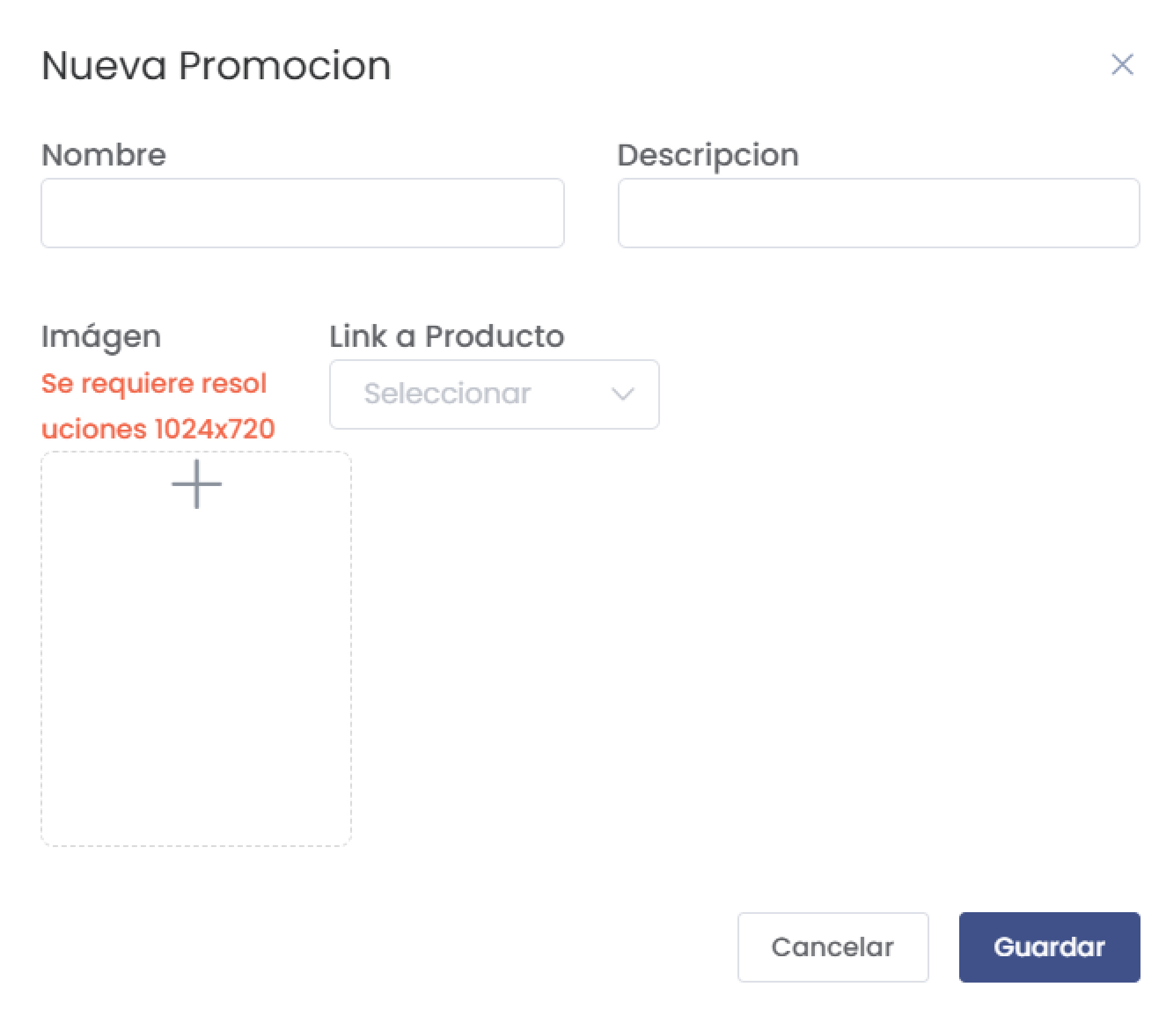 Formulario Nueva Promoción