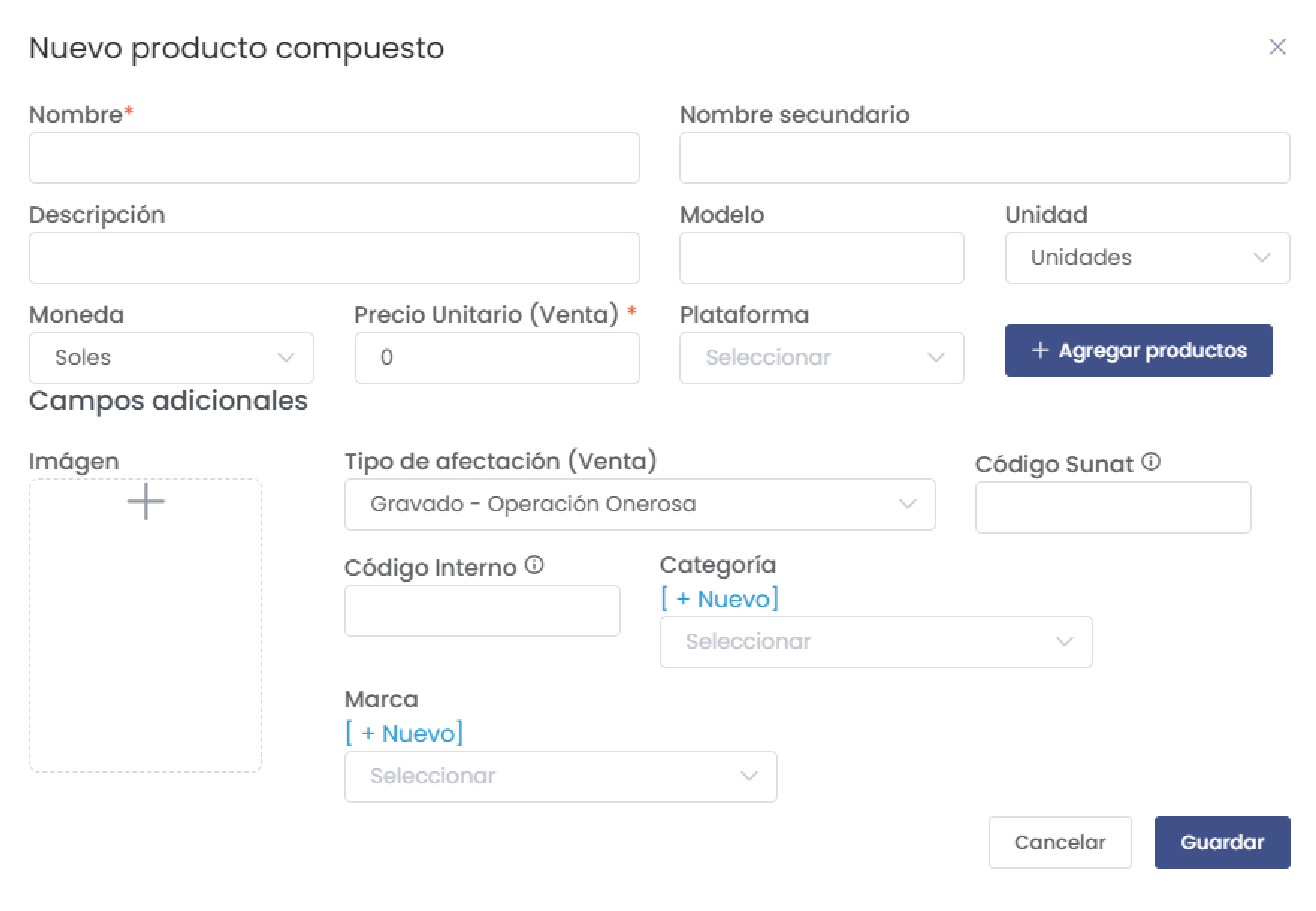 Formulario Nuevo Producto Compuesto