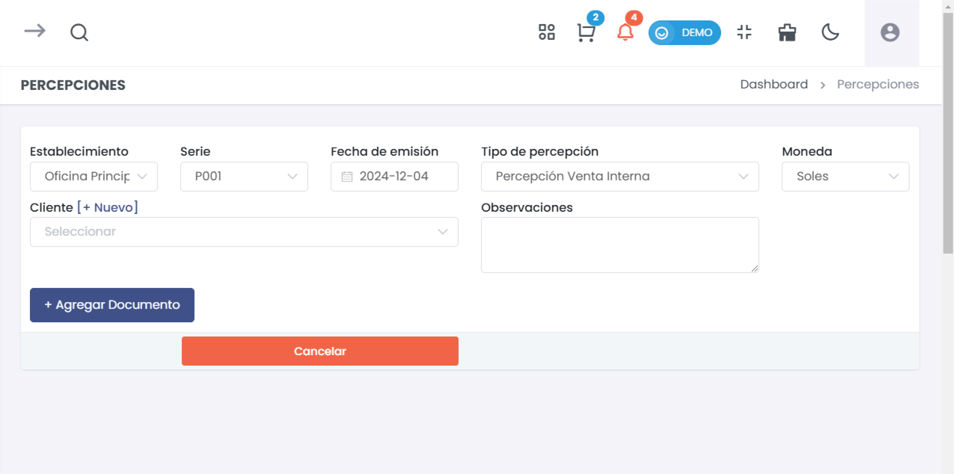 Formulario de Percepción