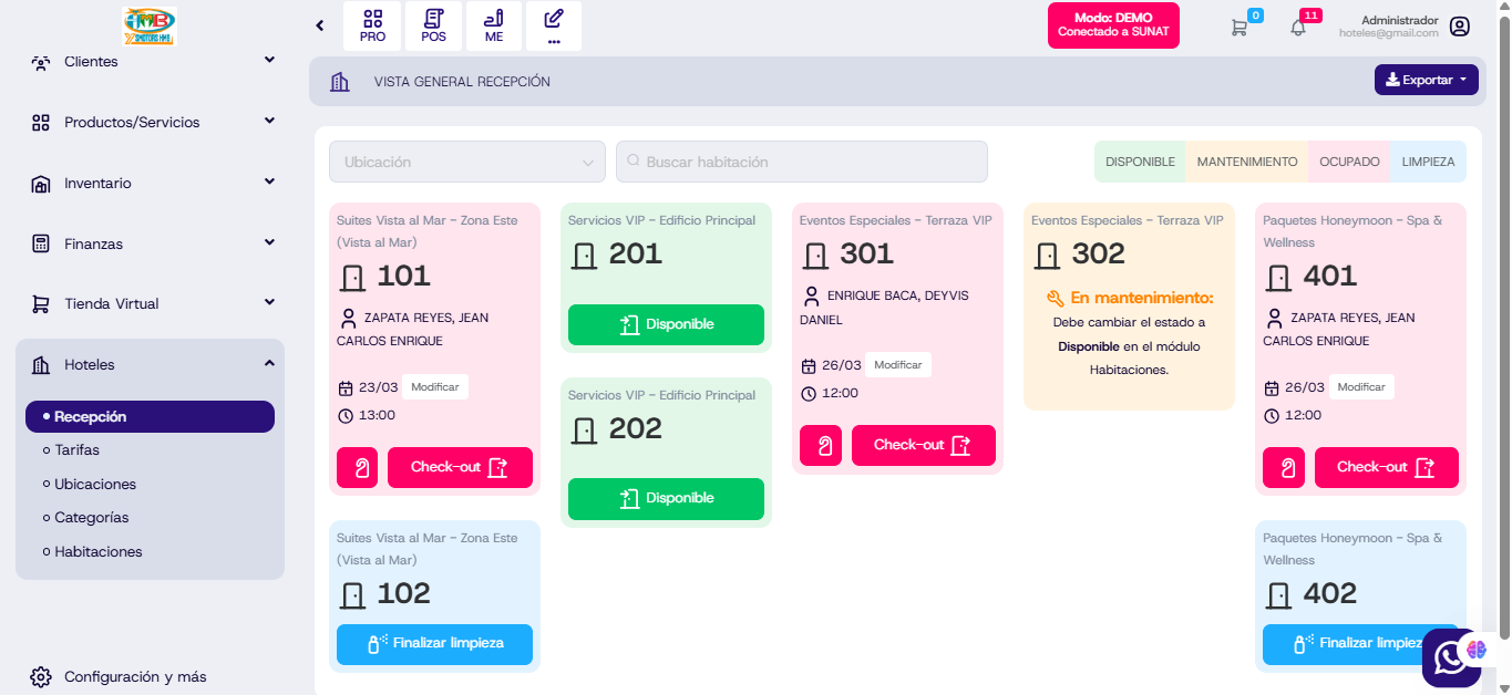 Actualización de estilos en el módulo hotel