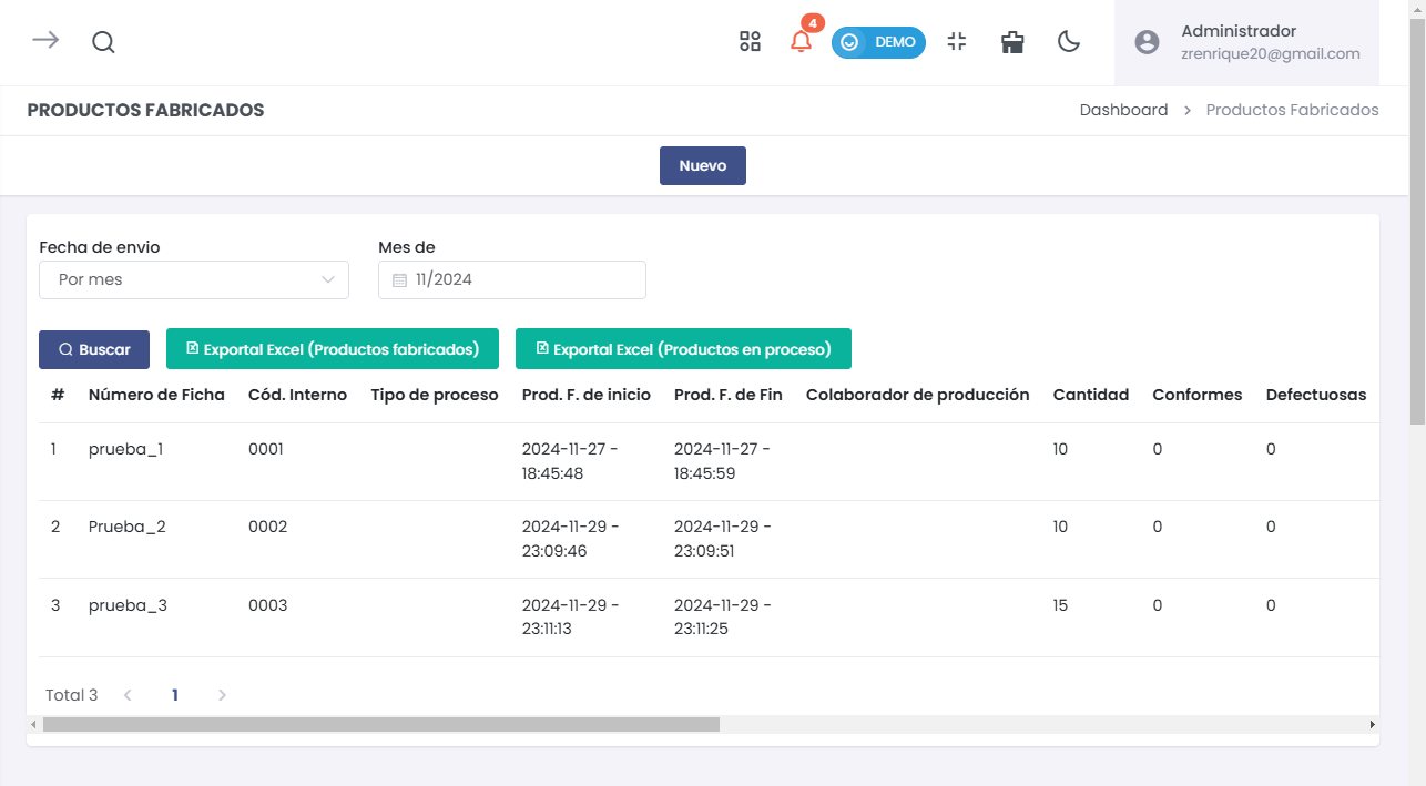 Listado de Productos Fabricados - Imagen 1
