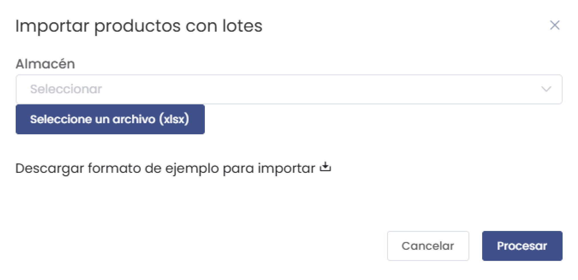 Importar productos con lotes