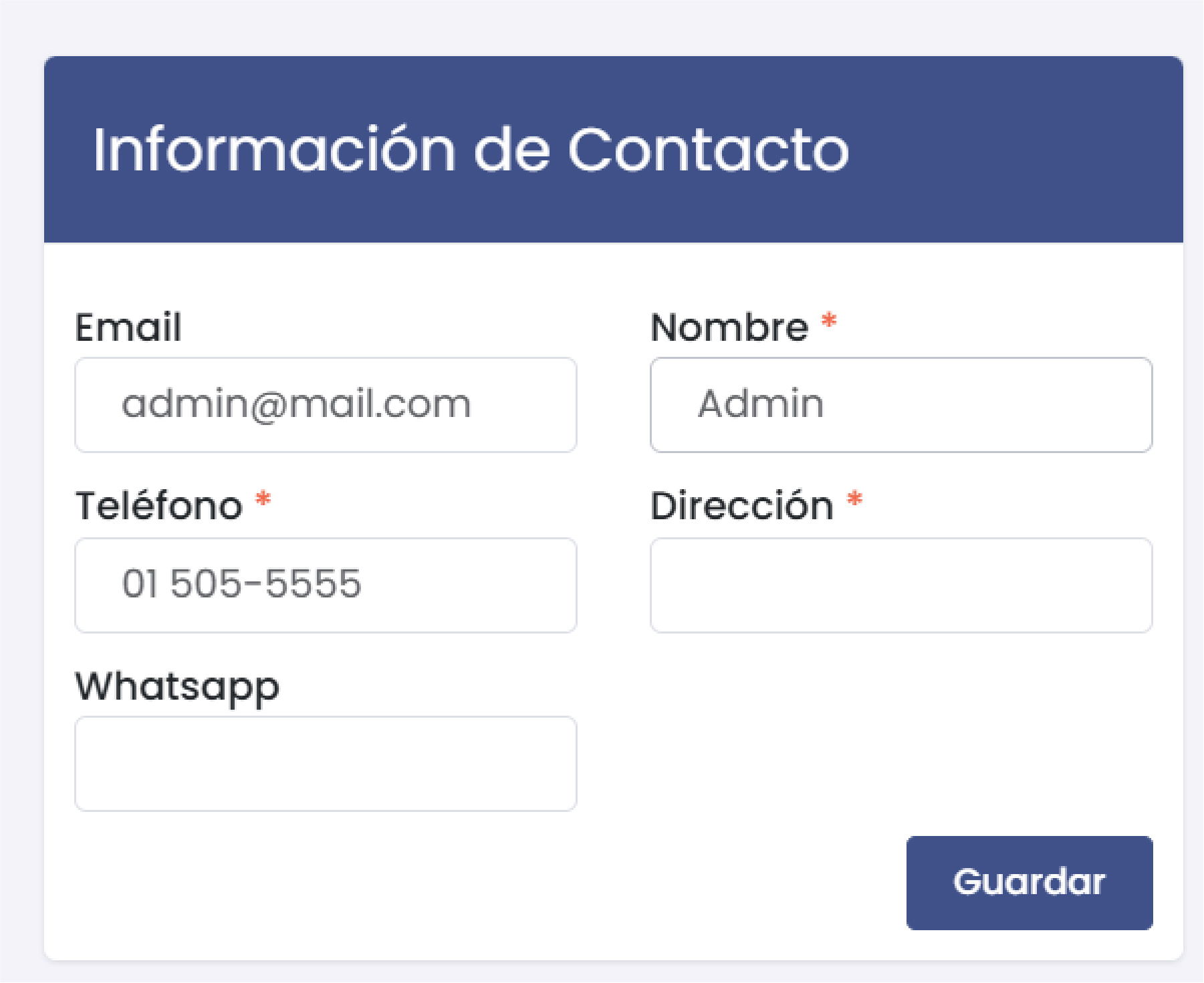 Información de Contacto