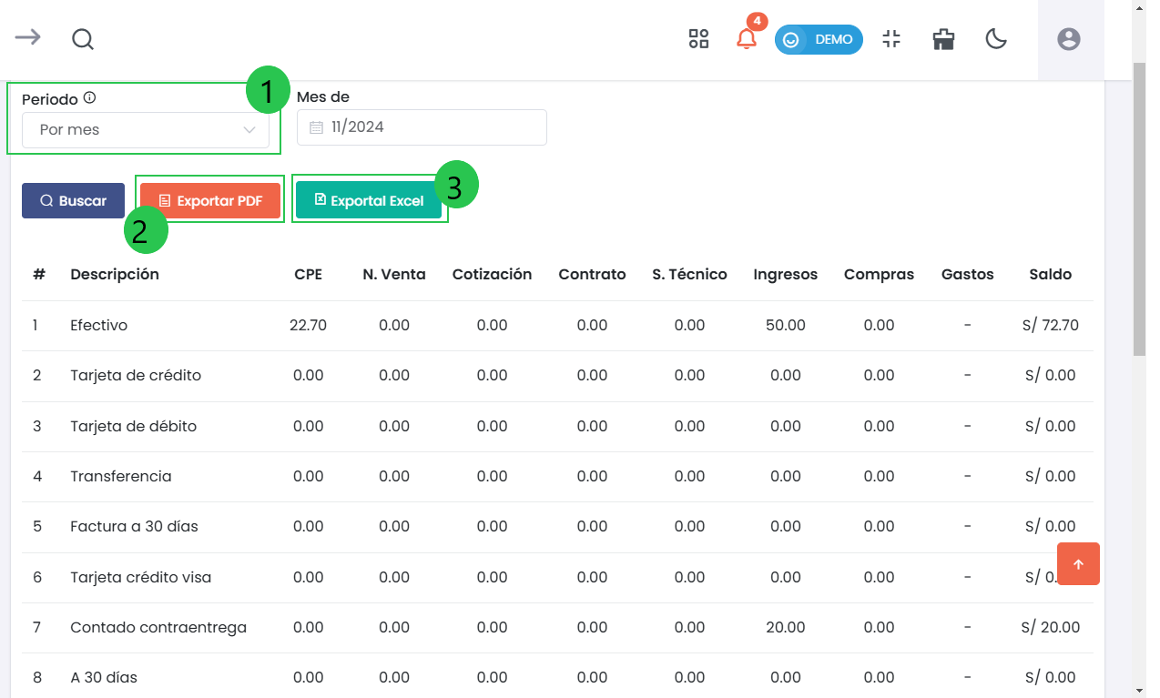 Filtros de Ingresos y Egresos