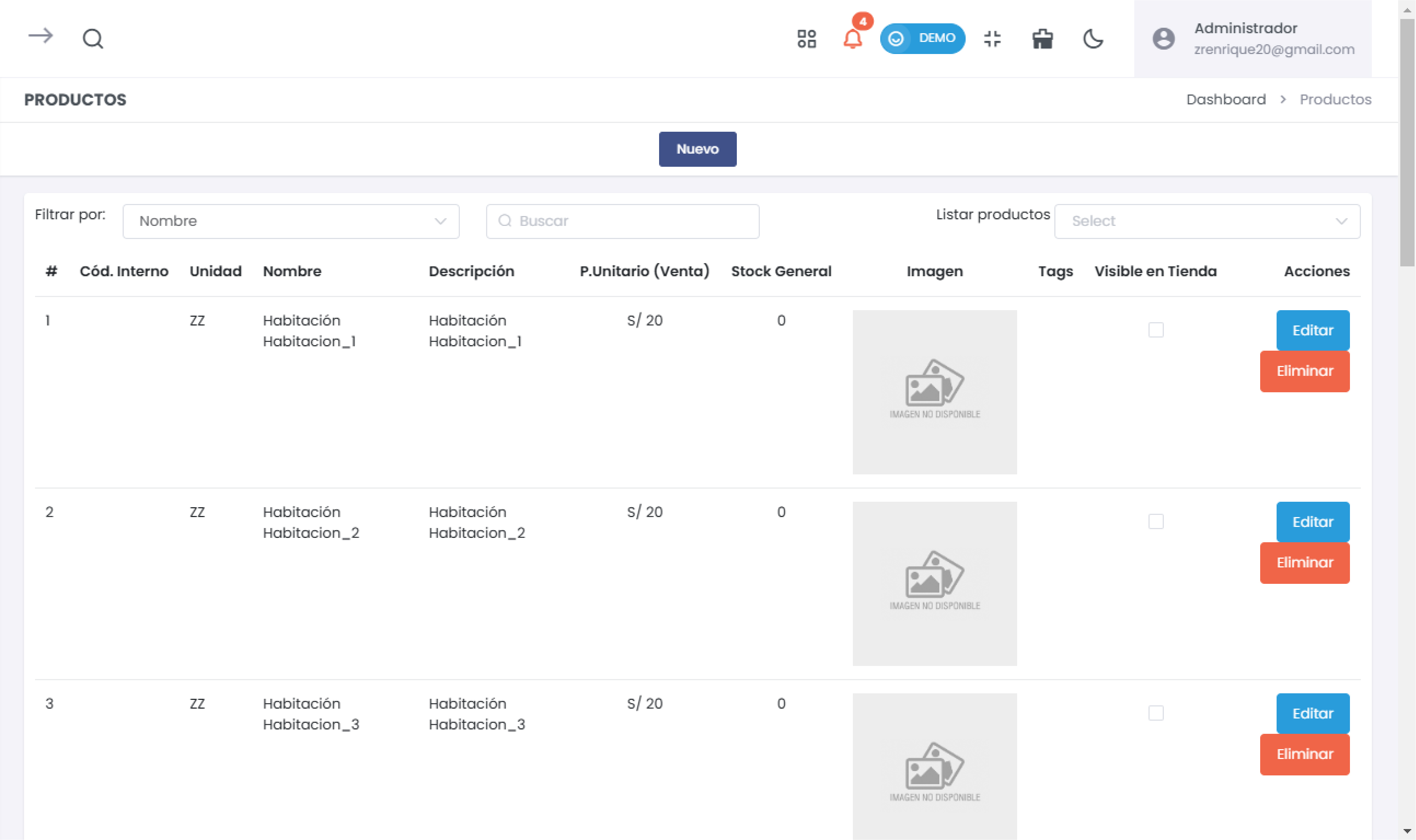 Listado de Productos