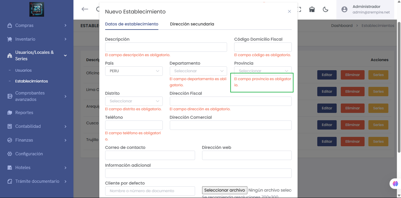 Mensajes de Advertencia