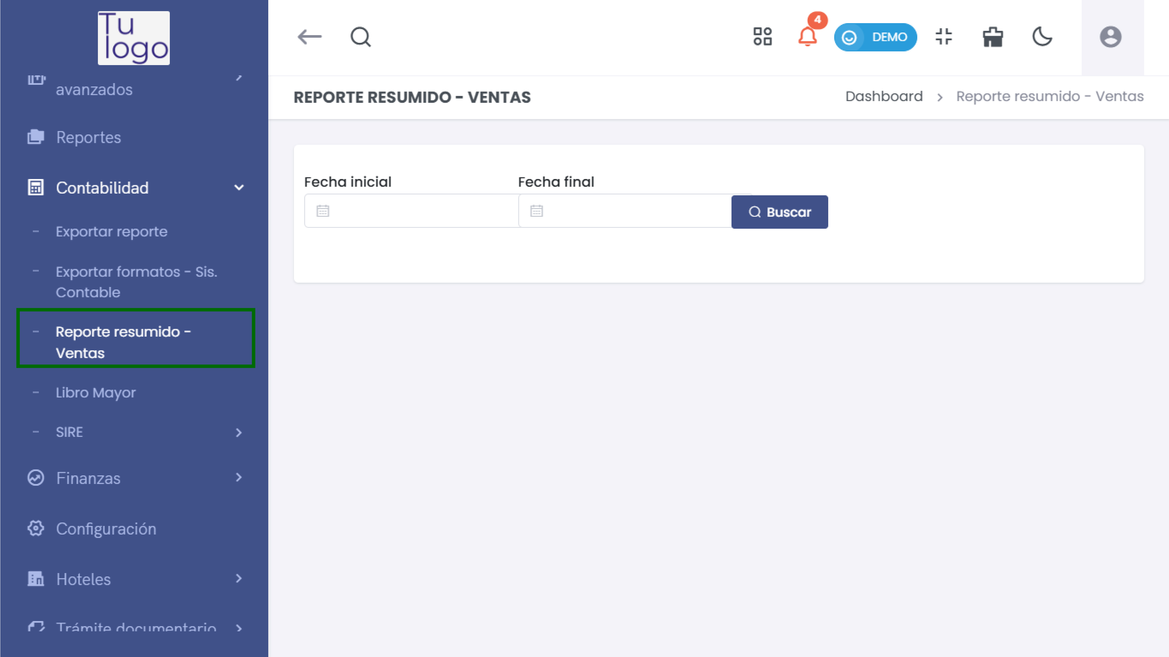 Menú de Contabilidad