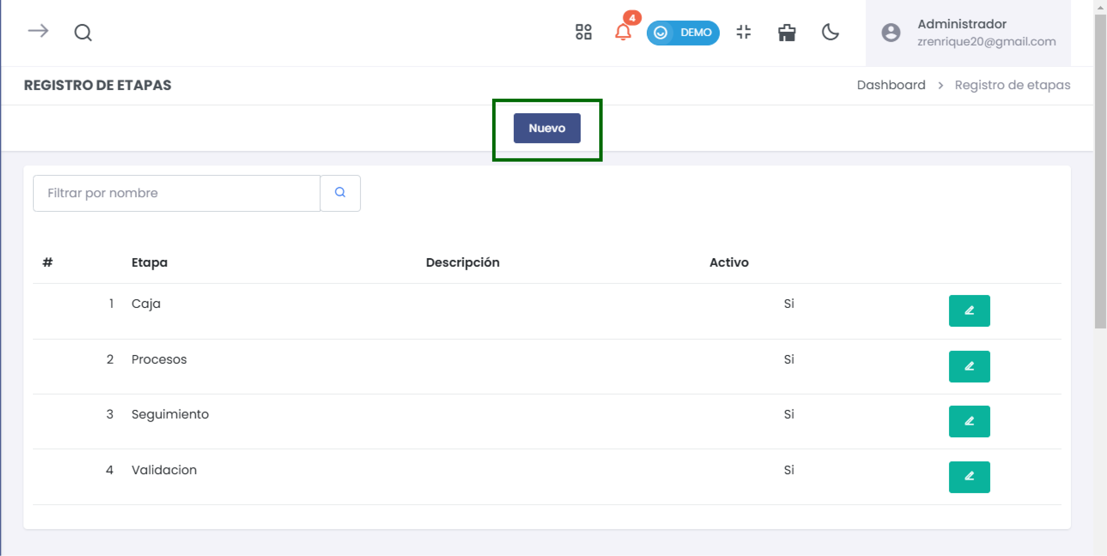 Formulario Nueva Etapa