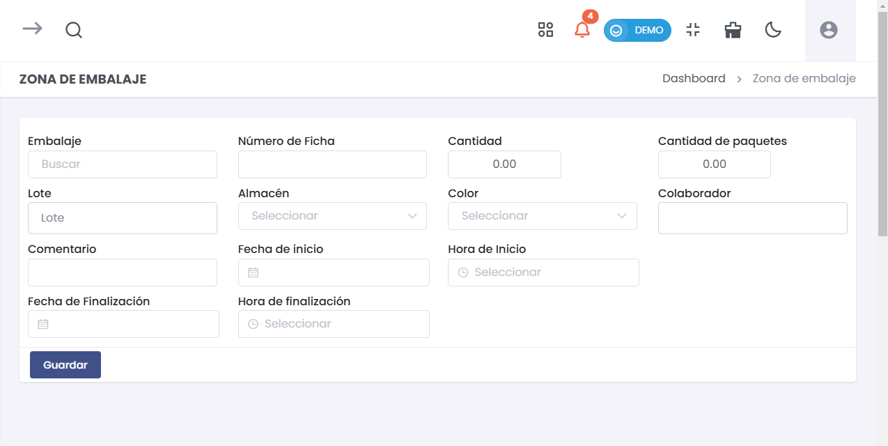 Formulario Nuevo Embalaje