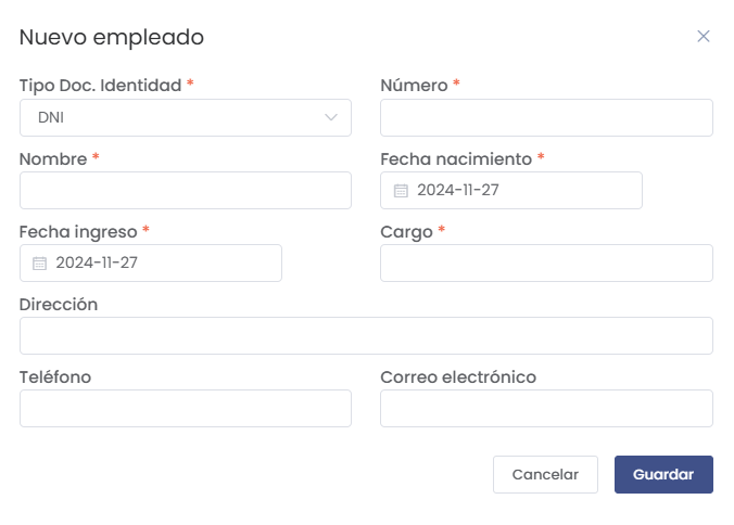 Formulario Nuevo Empleado