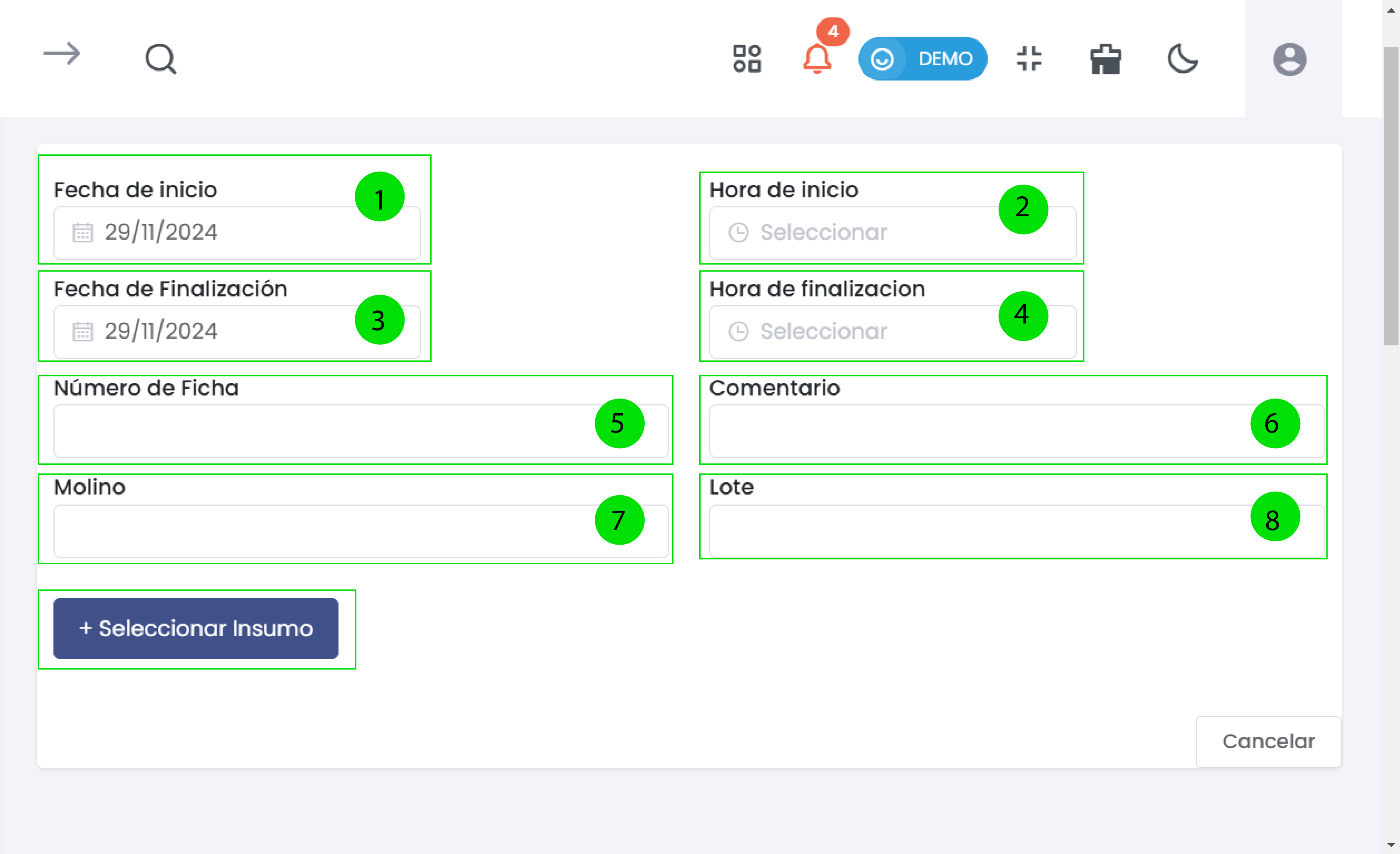 Nuevo Ingreso de Insumo