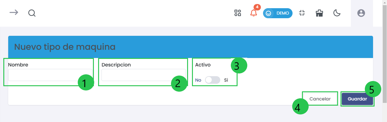 Formulario Nuevo Tipo de Maquinaria