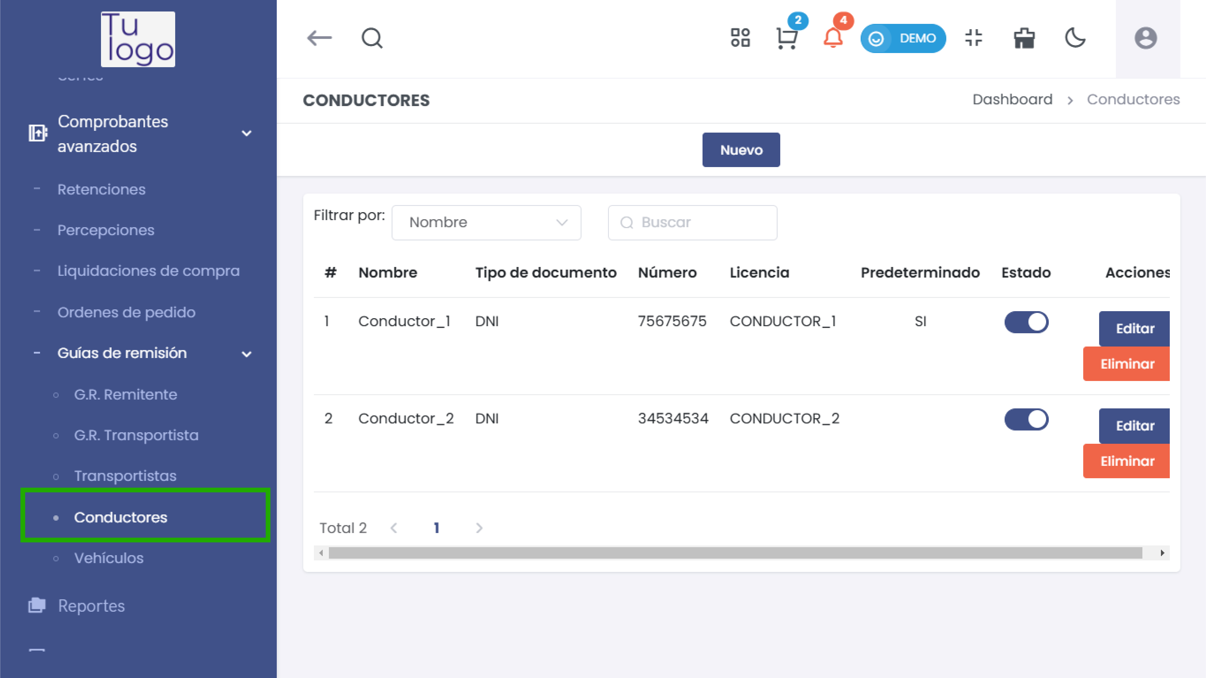 Sección de Conductores