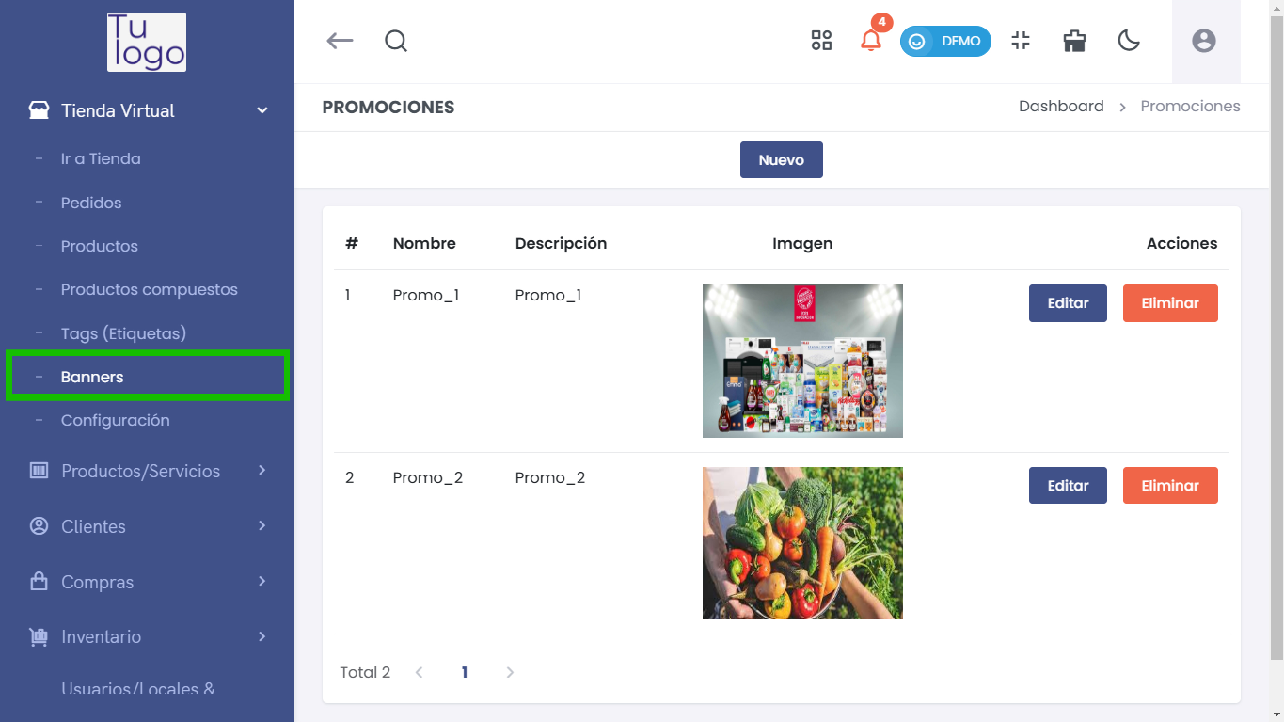 Sección de Promociones