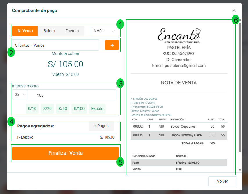 Comprobante de pago - Proceso